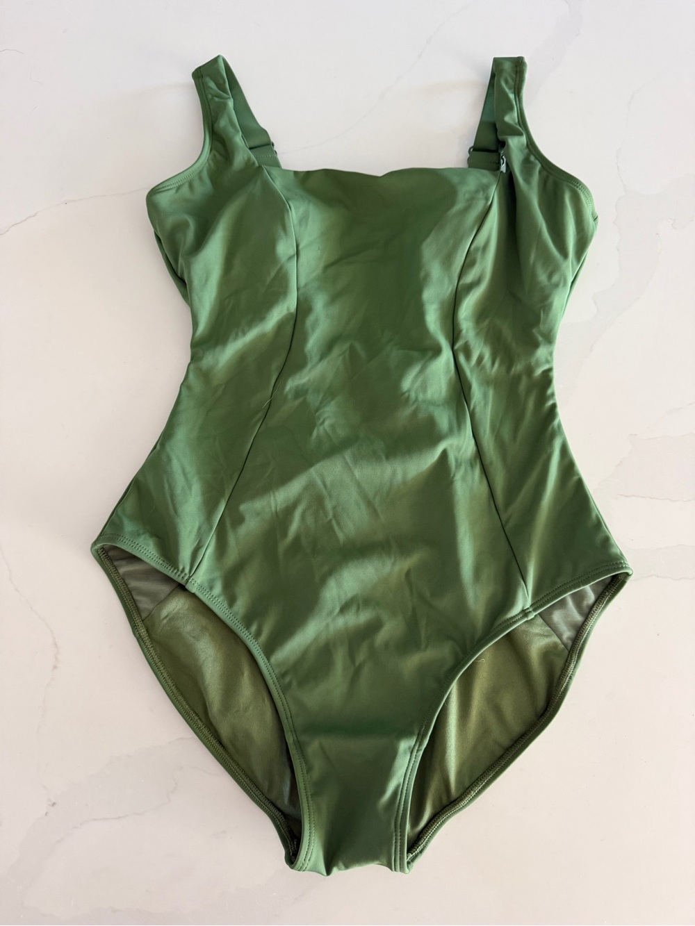 TA3 Squarey One-Piece Sculpting Swimsuit Shapewear Army Green M Short $178 NEW - Picture 4 of 7